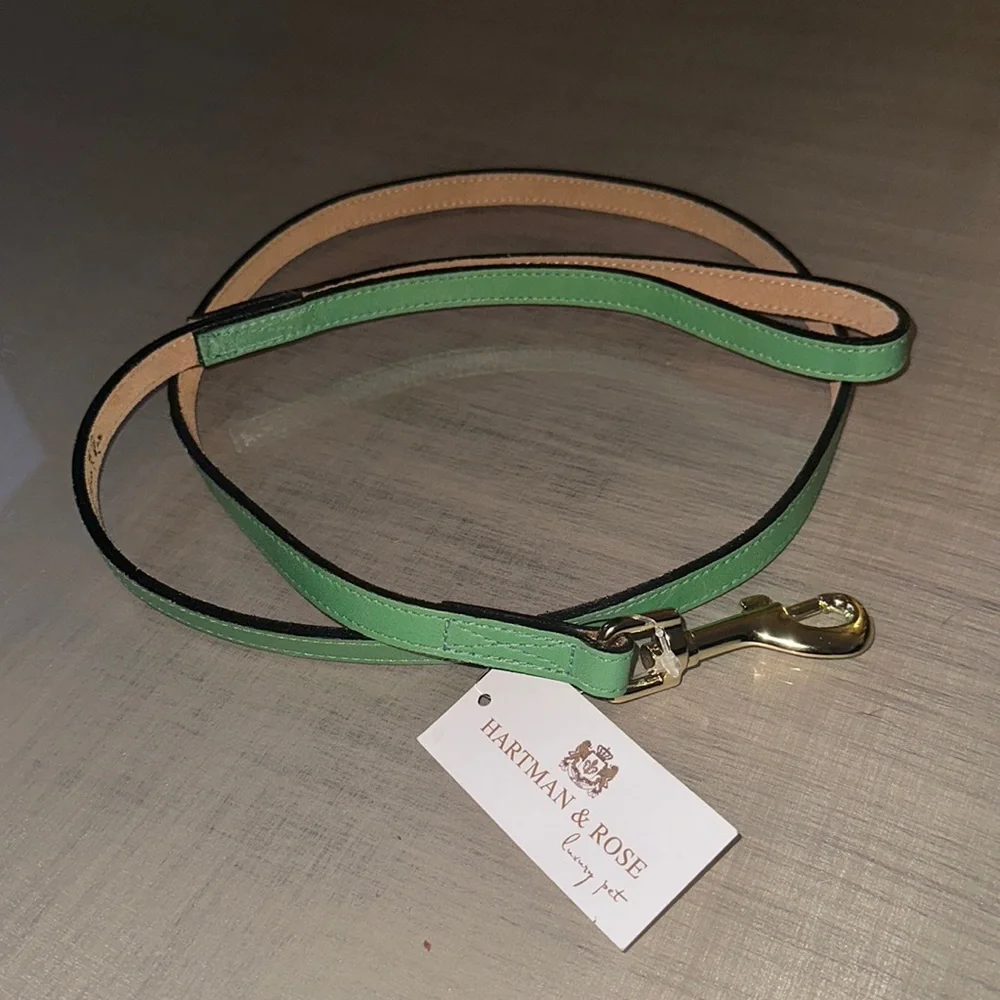 NWT Hartman & Rose Kelly Green Leather Dog Leash
